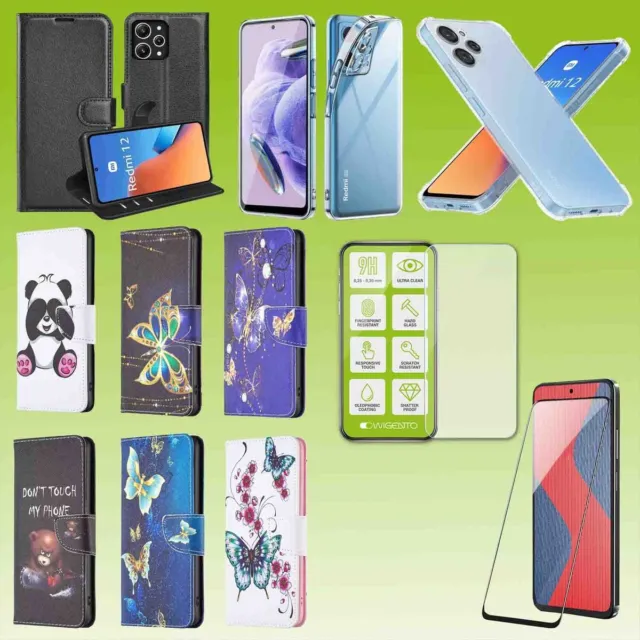 Für Xiaomi Redmi 12 Zubehör Schutz Handy Tasche Etui Hülle Hart Glas Neu AUSWAHL