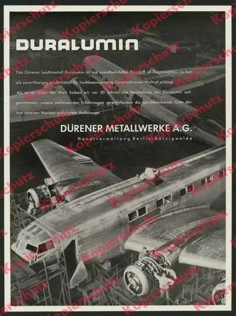 Luftfahrt Duraluminium Dürener Metallwerke Flugzeugbau Junkers Ju 90 Dessau 1939