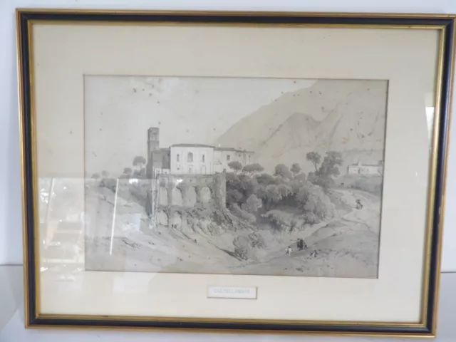 CASTELLAMARE Lithographie ancienne XIXe DE MERCEY CICERI LEMERCIER  encadrée