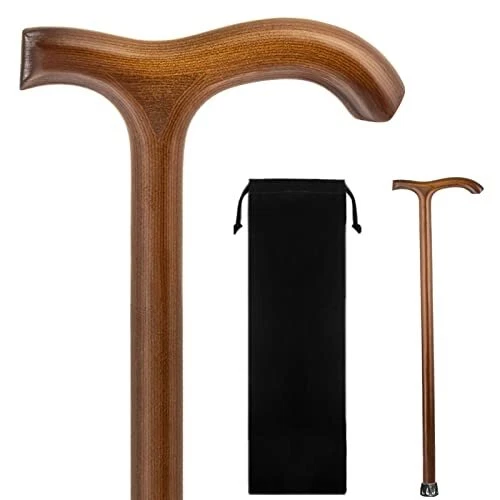 Walking Cane and Walking Stick for Men and Women, Wooden Walking Cane with