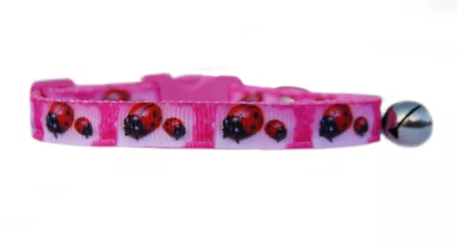 Rose Rouge " Dame Bug's " Sécurité Chaton Chat Collier 3 Tailles