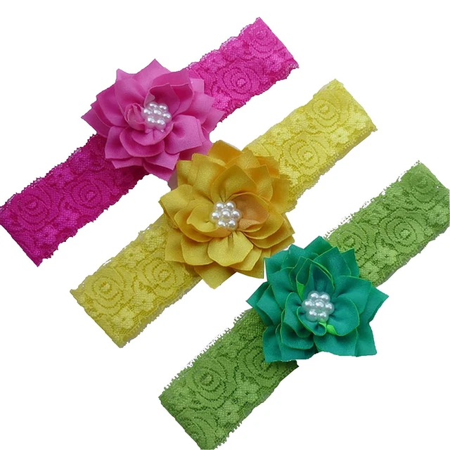 LDDCX Baby Girl Handmade flower Pearl Lace Headbands Hairbands Hair Bow A