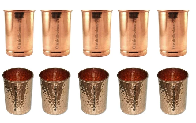 Lot De 2 Gobelets En Cuivre Pur - Ethnique - Idée Cadeau Noël - Ayurvéda