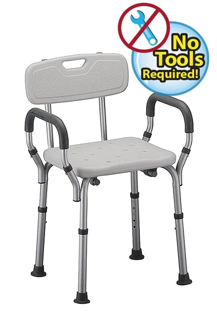 Tool-Free Assembly Spa Bathtub Shower Lift Chair, Portable Bath Shower Chair