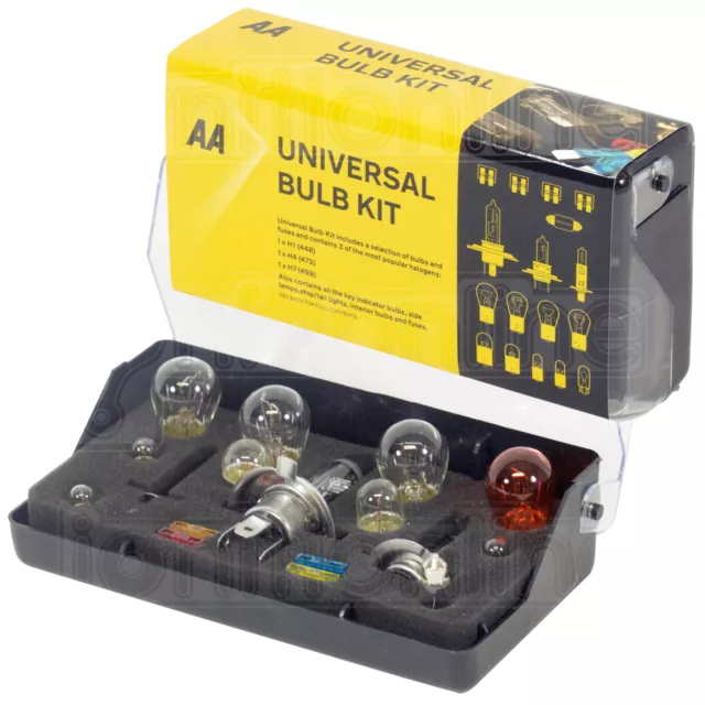 AA Universal 17 Piece Car Essentials Emergency Bulb Fuse Spare H1 H4 H7 Kit