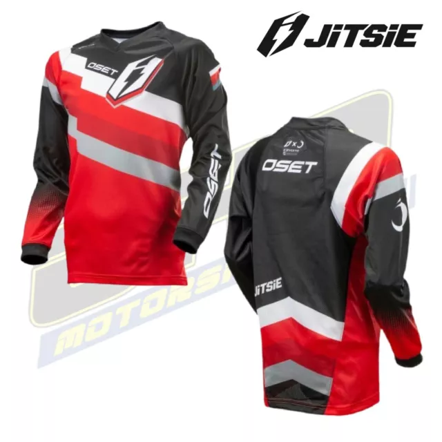 OSET by JITSIE Kids Children Trials Jersey Shirt Top - Black / Red - NEW