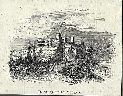 Stampa antica GIBILTERRA castello moresco molo GIBRALTAR 1879 Old antique print 