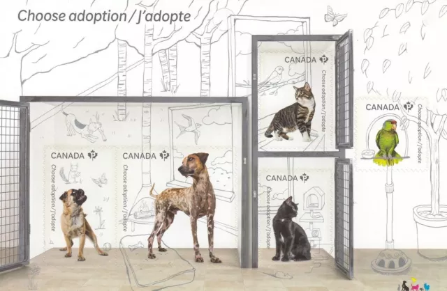 Canada Choose Adoption - Domestic Pets Cats Dogs self adhesive sheetlet, MUH