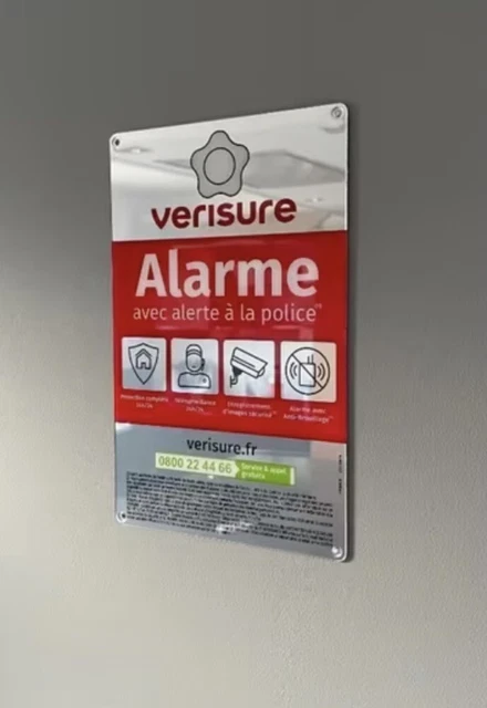 Targa Plexiglass Allarme PROMO Plaque Plexi VERISURE MODÈLE 2025 24 Cm X 15 Cm NEUVE Targa Allarme Con Adesivi