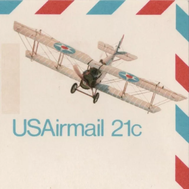 Vtg. 1978 USPS 21c US Airmail Blank Postal Card USAAC Biplane Airplane Aviation
