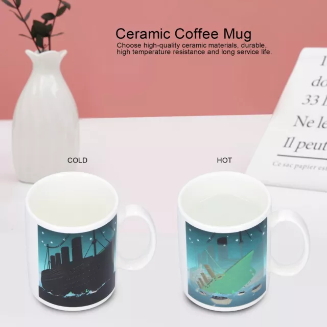 Ceramic Coffee Mug Heat‑Sensitive Color Changing Cup Hot Tea Milk Practical L DO