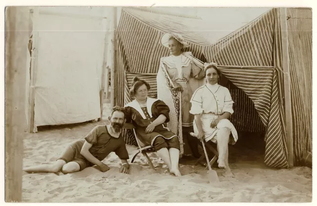 Fashion BEACH SOCIETY / STRAND GESELLSCHAFT Mode * Vintage 1900 Photo PC