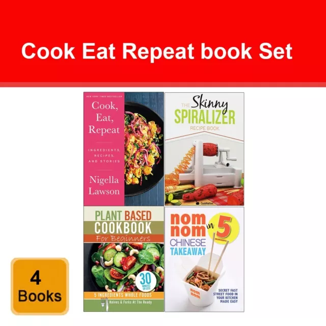 Set of 4 Books Cook Eat Repeat, Skinny Spiralizer Recipe, Plant Based Cookbook