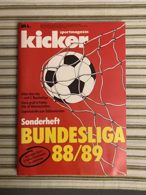 Kicker Sonderheft Fußball  Bundesliga 1988/89, komplett, Sehr Guter Zustand