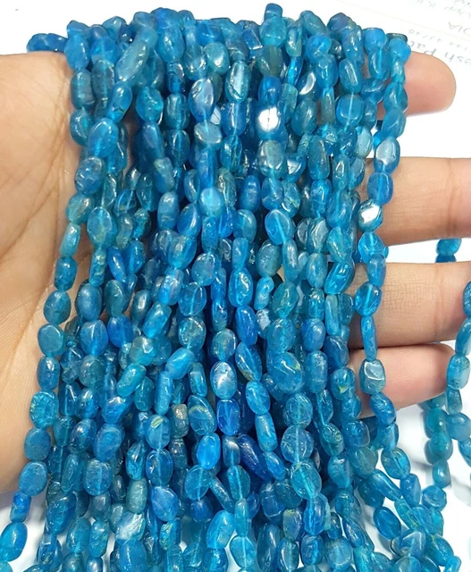 Perles de pierres précieuses ovales lisses en apatite néon naturelle AAA, 4...