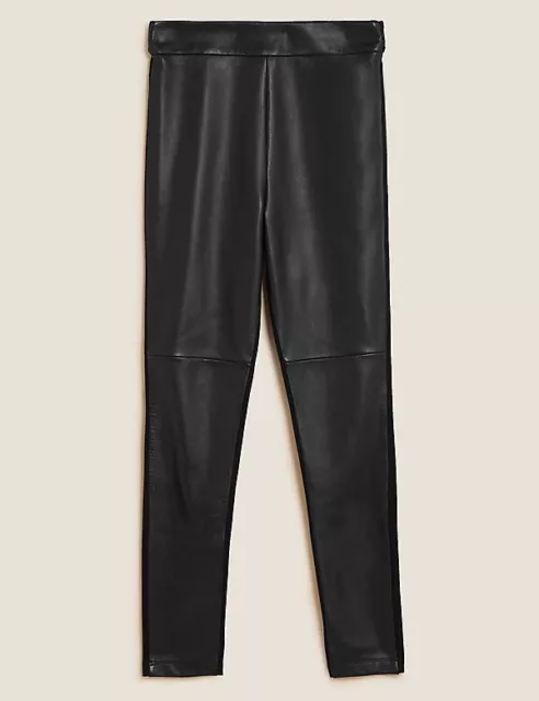 M&S AUTOGRAPH WOMEN'S Leather Front Ponte Leggings £74.99 - PicClick UK