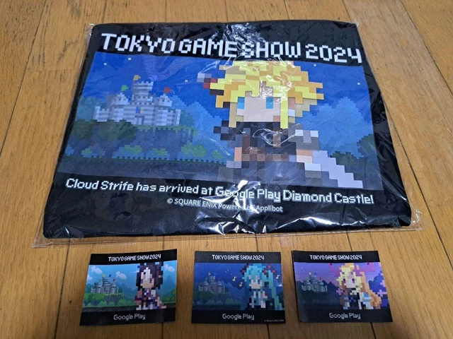 TGS2024 googleブースのFFⅦ ドット絵クラウドTシャツ：非売品 RARE FINAL FANTASY VII Ever Crisis TGS 2024 Exclusive T