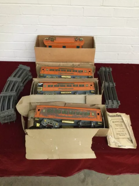 AMERICAN FLYER STANDARD ORANGE TRAIN SET W/ TRACKS BOOK 1930’s