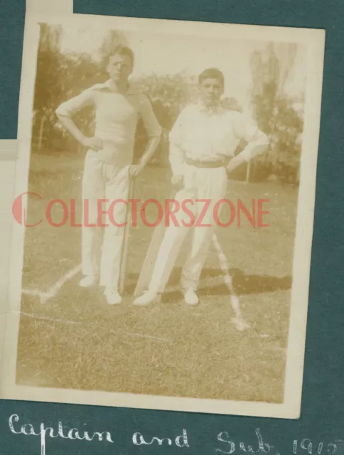 1915 Ruskin School Home Heacham Norfolk Cricket Captain & Sub Photo 4x3 inch