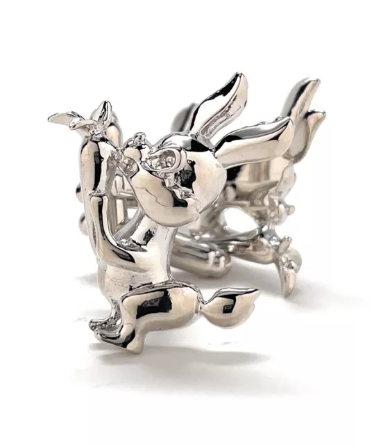 Easter Bunny Cufflinks Silver Peter Rabbit 3D Design Cuff Links