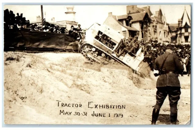 1919 St. Mihiel Tractor Exhibition View La Baule Escoublac France RPPC Postcard