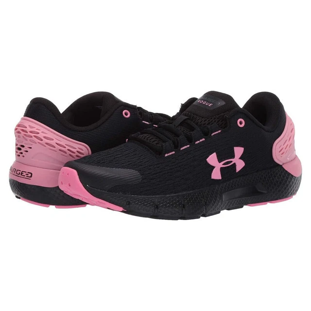 Under Armour Girls Trainers Charged Rogue 2 G Black Pink UA Running Shoes Size 4