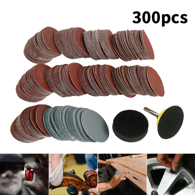 300Pcs 2 Inch Sanding Discs Pad Kit for Drill Grinder Rotary Tools + Backing 〔