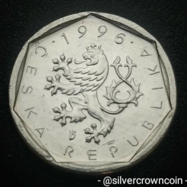 Czech Republic 20 Haleru 1996 Crowned B. KM#2.1. Twenty Cents coin. Czech Lion.