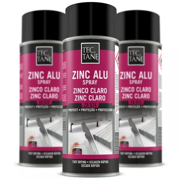 Pack 3 Spray De Pintura Zinc Alu Claro Brillante 400 Ml (Cincado O Zincar)