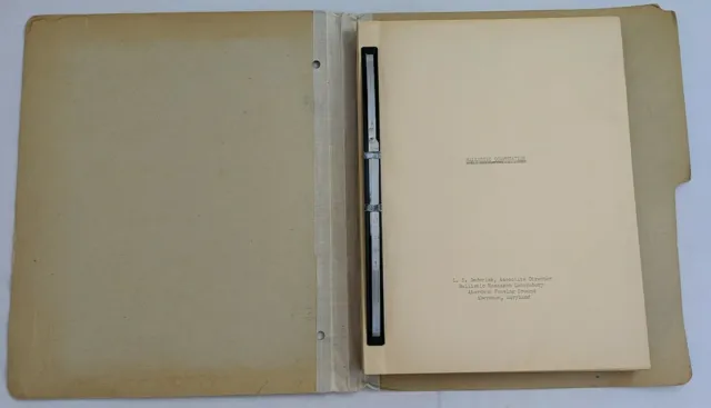 Vintage Ballistic Computation Document, Aberdeen Proving Grounds, L.S. Dederick