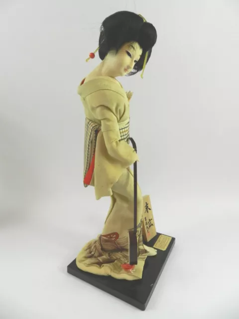 Antique Vintage  Nishi Co Japanese 16" Geisha w Samisen Hand Made Doll w TAG 2