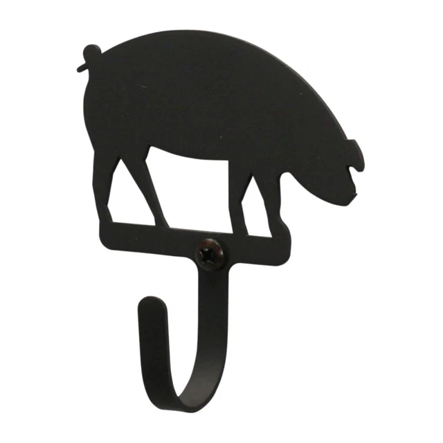 Pig Hog Wall Mount Coat Utility Hook Wrought Iron Country Farm Decor
