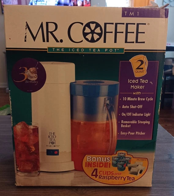 VINTAGE MR. COFFEE The Iced Tea Pot TM1 2 Quarts Tea Maker Bonus Inside