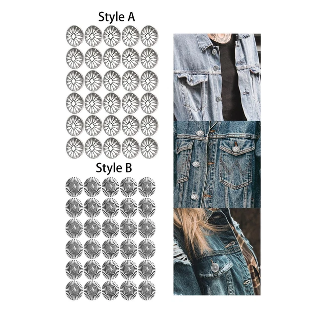 30x Vintage Metal Buttons Decorative Oval for Sewing Decorations Jeans suits