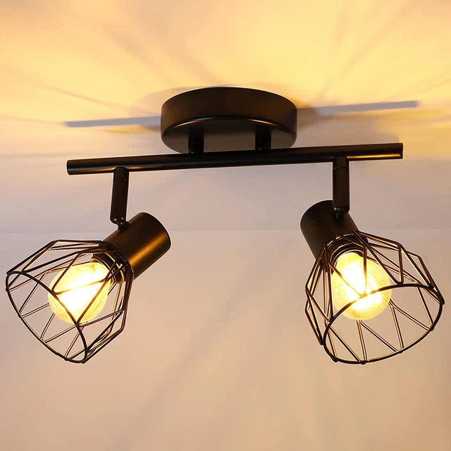Faretto Led Interno Da Soffitto Nero, Lampada Vintage Industriale E14, Luci Da S