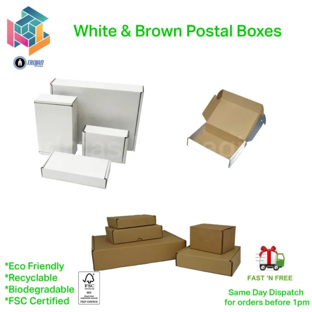 White Or Brown Shipping Cardboard Boxes Postal Mailing Gift Packet Small Parcel