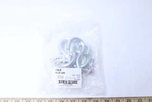 (5-Pk) National Hardware Heavy Open S Hook Steel Zinc Plated 3-1/2" N347-849