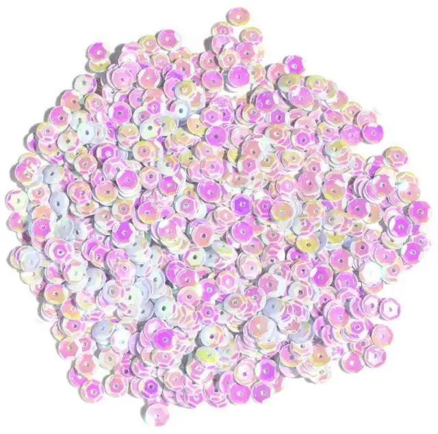 Lentejuelas ahuecadas blancas iridiscentes, 5 mm 800/paquete