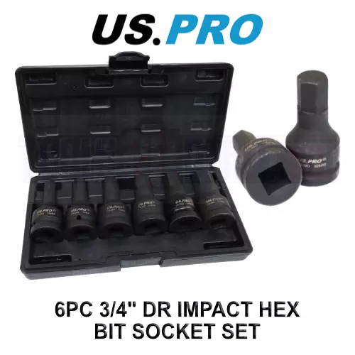 US PRO Tools 6 piezas 3/4" dr Impact Hexagonal Allen Bit Socket Set Enchufes 14 - 27 mm 3770