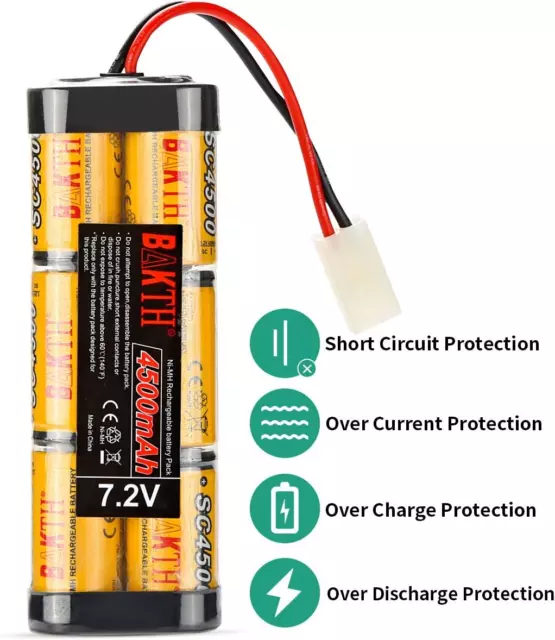 BAKTH High Capacity Security 7,2 V 4500mAh Wiederaufladbar Niedrige Selbstentladung NiMH + 3