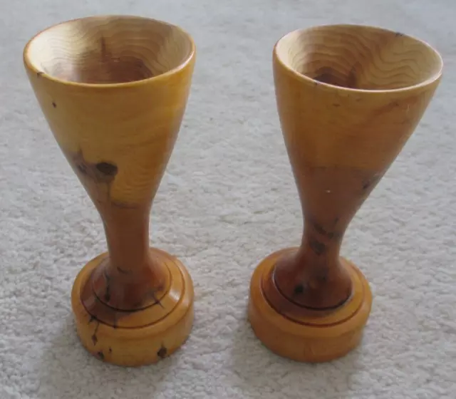 Pair of Burr Oak Wooden Candle Sticks - Dave Galloway - 13.5 cm tall