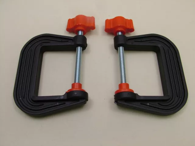 Pair of mini G-clamps 50mm new,British made,high strength nylon, crafts, models