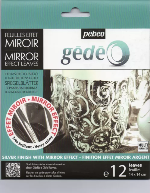 Gedeo Silver Colour Mirror Effect Metal Leaf 12 Leaves Decoration Gilding Pebeo