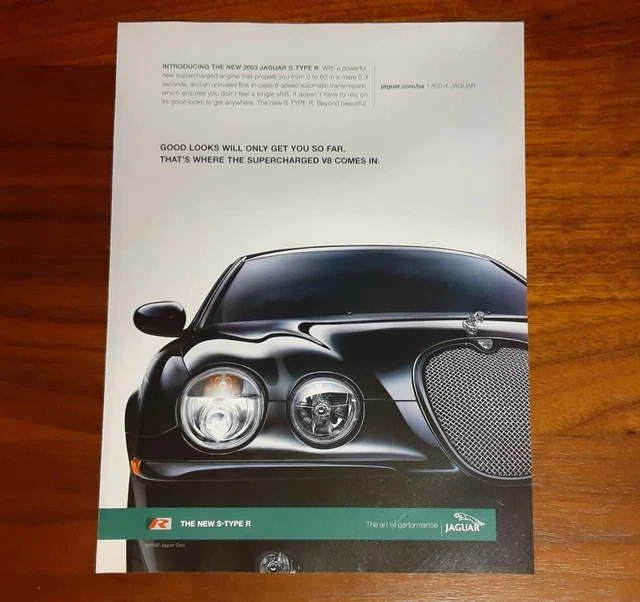 JAGUAR S-TYPE R Supercharged Print Ad Magazine Advertisement V8 Good ...