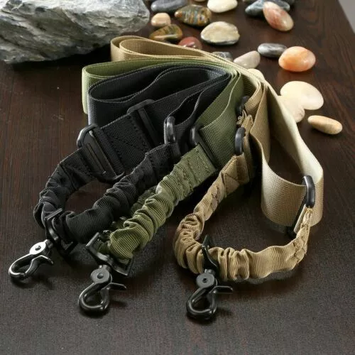 One Point Bungee Sling Rifle Gun Adjustable Strap Tactical Quick Detach Mount