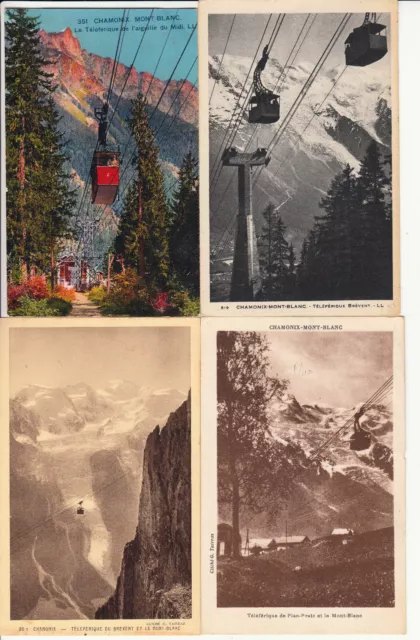 Lot de 4 cartes postales anciennes CHAMONIX-MONT-BLANC HAUTE-SAVOIE téléférique