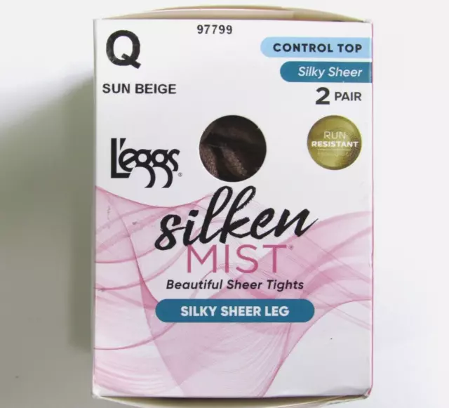 L'eggs Silken Mist Women's Control Top 2pk Pantyhose - Nude XL