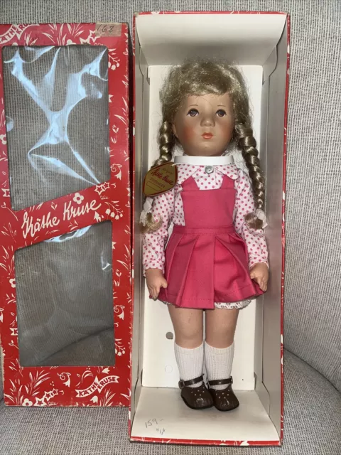 14” Kathe Kruse Doll Cloth All Original Blonde Girl In Box With Tag