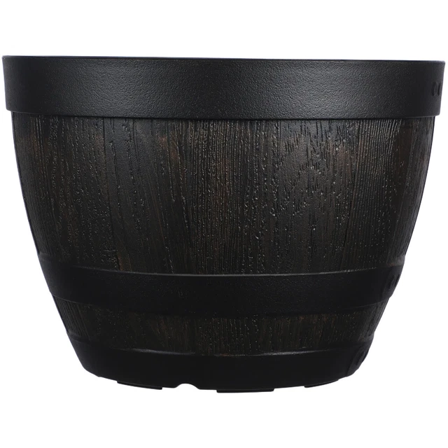 Blumentopf Aus PP-Harz Im Holzfass-Look – Retro Pflanzkübel Mit Drainage, 19x14,5x12 Cm Für Balkon & Garten