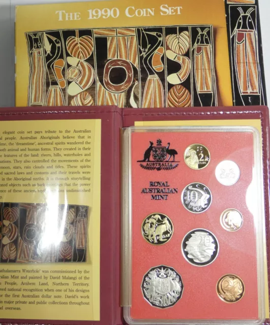1990 Royal Australian Mint Proof Set 8 Coins with Box ~ Aboriginal Theme